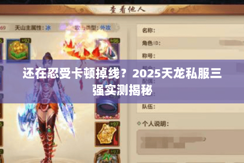 还在忍受卡顿掉线？2025天龙私服三强实测揭秘