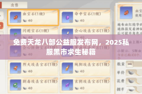 免费天龙八部公益服发布网，2025私服黑市求生秘籍