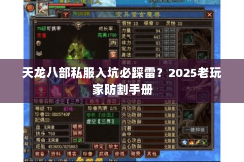 天龙八部私服入坑必踩雷？2025老玩家防割手册
